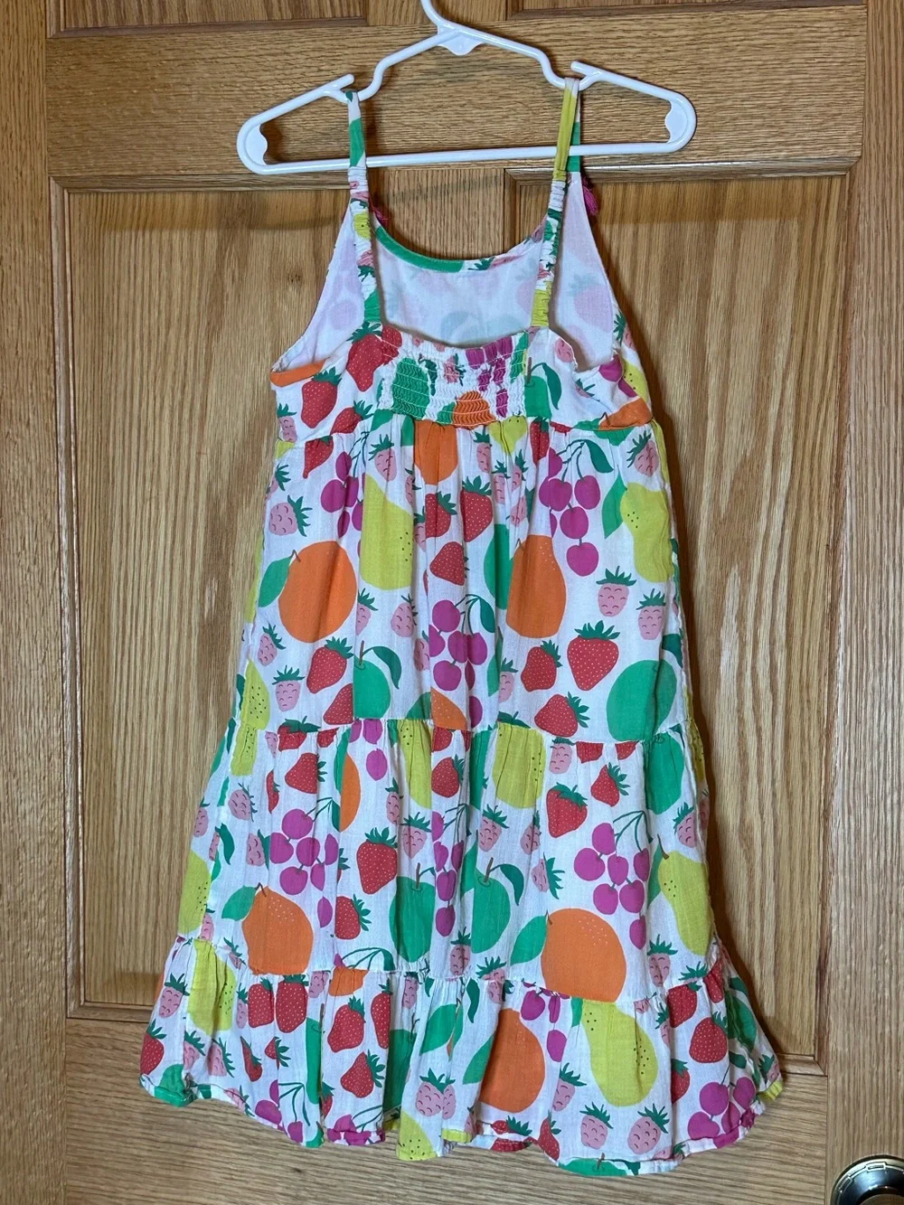 Mini Boden Tiered Tassel Dress Tutti Fruitti 5-6Y Girls Fruits Cotton
